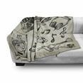 thumbnail image 3 of Music Soft Flannel Fleece Throw Blanket, Sketchy Background Hipster Skull Headphones Record Player Mic Speakers Print, Cozy Plush for Indoor and Outdoor Use, 50" x 70", Beige Black, by Ambesonne, 3 of 6