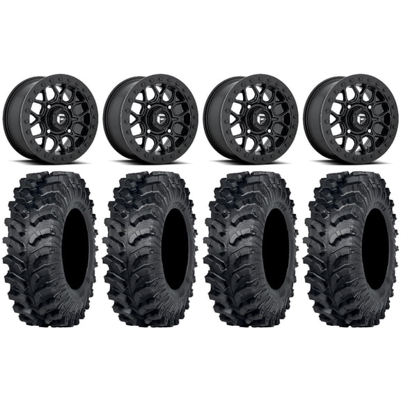 Fuel Tech Beadlock 15" Wheels Bk 32" MT911 Tires Can-Am Maverick X3 / Honda Pioneer 1000 / Talon