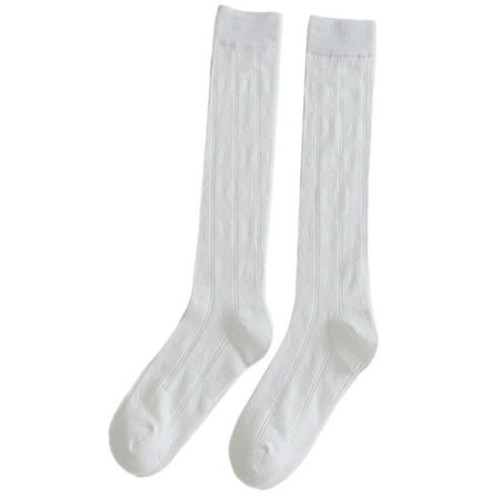 

HESITONE Women Summer Thin Mesh Knee High Socks College Style Lolita Solid Color Hollow Out Leaves Rhombus Striped Calf Stockings