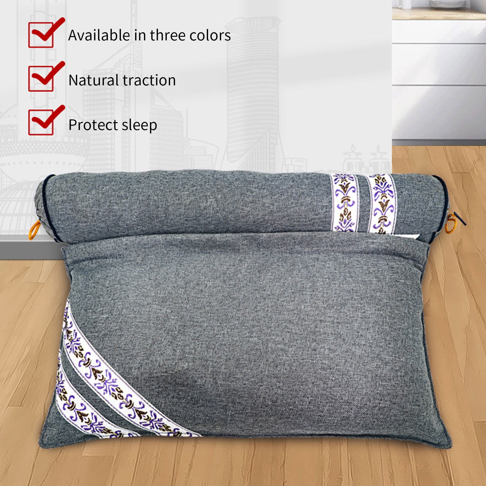 Ergonomic Wormwood Neck Pillow Cylinder, Supportive Cervical Spine Pillow for Sleeping Reading and Travel, Multifunctional Neck Lumbar Cushion for Home Office Use