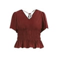 thumbnail image 5 of Time and Tru Women's Cinched Waist Peplum Blouse with Flutter Sleeves, Sizes XS-XXXL, 5 of 5