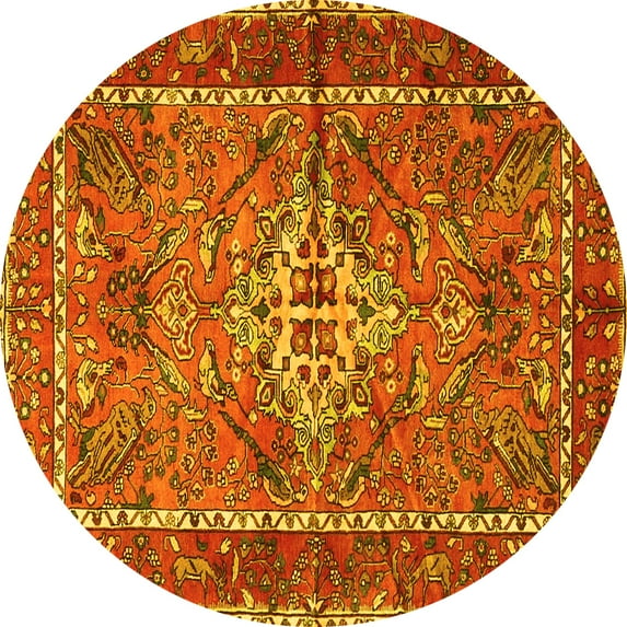 Ahgly Company Indoor Round Persian Yellow Traditional Area Rugs, 3' Round