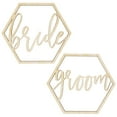 thumbnail image 1 of Koyal Wholesale Bride Groom Chair Signs, Set of 2 Scripted Hexagon Laser Cut Wood Chair Back Signs, 1 of 3