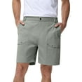 thumbnail image 3 of Pdbokew Men's Cargo Stretch Short 6 Pockets Include 2 Zipper Pocket Comfortable Elastic Waist Causal Work Shorts Golf Hiking Short Grey Green 38, 3 of 9