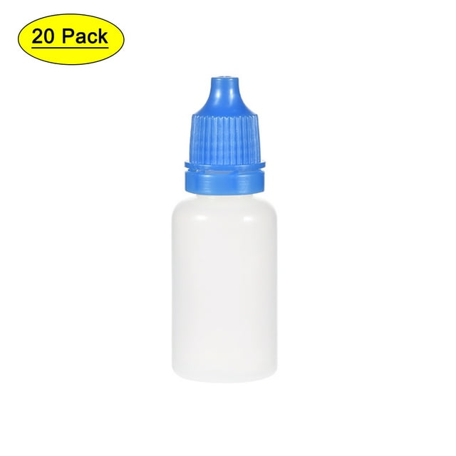 Uxcell Botella de gotero de plástico azul de 0.34oz, vacía, de boca pequeña, exprimible, 20 pcs