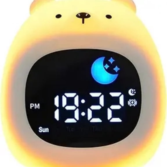 Bear Children Sleep Training Alarm Clock for Boys Girls – Night Light with Wake-up Light, Sleep Sounds & Mood Lamp