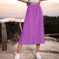 thumbnail image 2 of Women's Stretchy High Wasited A Line Long Maxi Skirt Below Knee Length Flared Midi Skirts Purple, 2 of 6