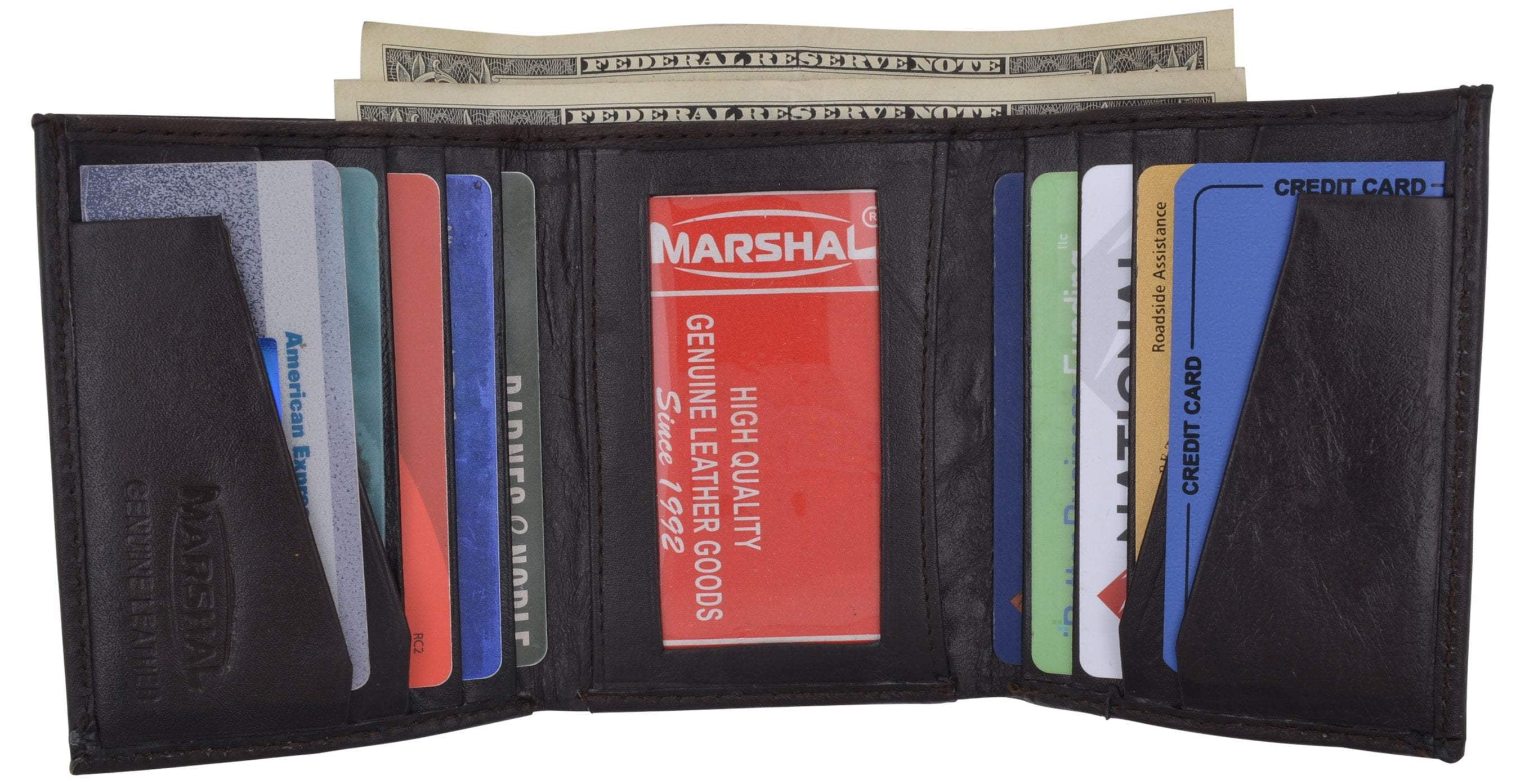 Marshal Wallet Mens Soft Leather Trifold Wallet with Vertical Card
