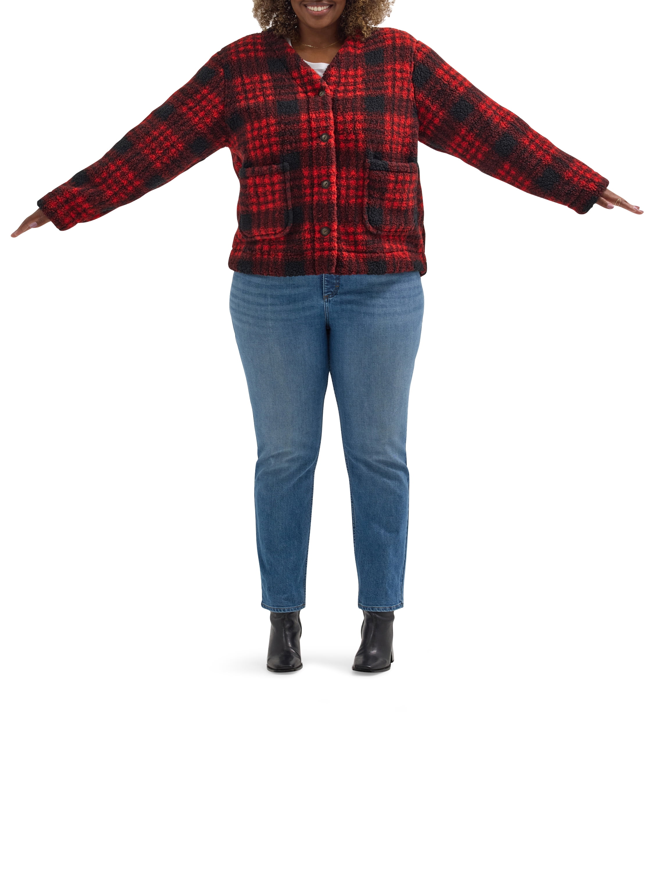 Lee® Women's Plus V-Neck Fleece Cardigan