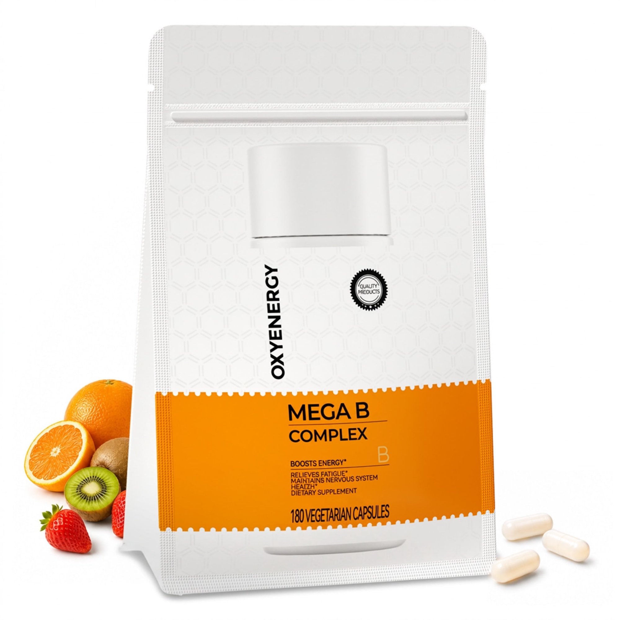 OxyEnergy Mega Vitamin B Complex Neurological Health Support Cellular Energy 1 Count 90 Capsules