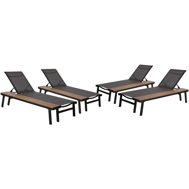 Noble House Waterloo Outdoor Mesh Aluminum Lounge Side Table (Set of 4) Gray