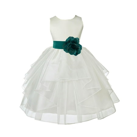 

Ekidsbridal Ivory Jade Shimmering Organza Flower Girl Dress Junior Beauty Pageant Mini Bridal Gown Ballroom Dance Recital 4613T S