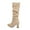 Beige, variant on Women's Extra Wide Calf Cowboy Knee High Boots, Wide Width Slouchy Boots Chunky Pump Heel Plus Size Western Boots