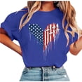 thumbnail image 4 of Mifsaly Heart American Flag Graphic Tee Women Crewneck Short Sleeve Summer Top Soft Stretchy Loose Fit Patriotic Shirt Vacation Daily Wear 4Th Of July T-Shirt S, 4 of 5