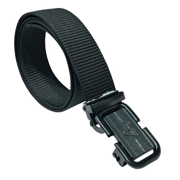Black Nylon Everyday Belt with Quick-Release Metal Lock | Strong, Flexible and Adjustable Strap for Comfortable Wearing.