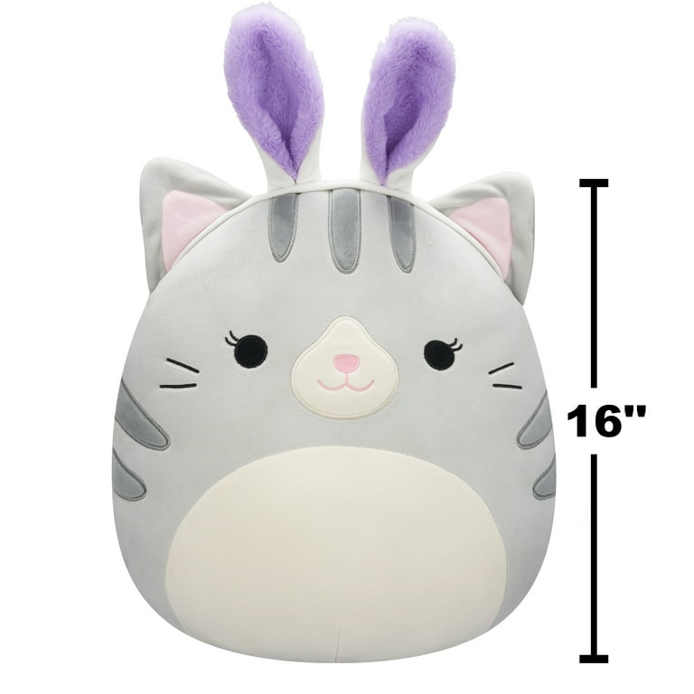 Squishmallows 16” Tally the Grey Tabby Cat with Bunny Ears - Ultra