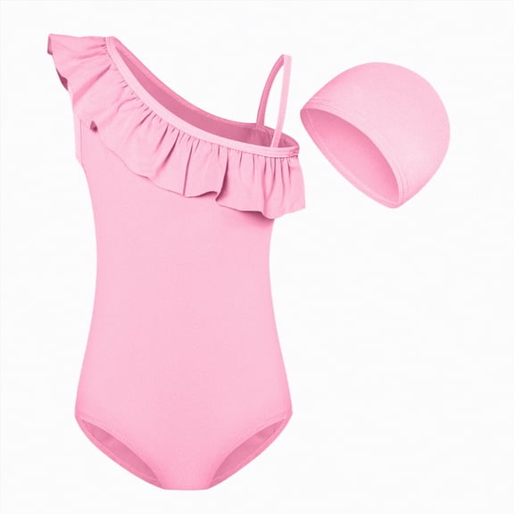 kpoplk Girls One Piece Swimsuit Quick Dry Beach Swimwear Bathing Suit 2-12 Years(Pink,9-10 Y)