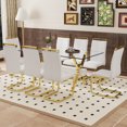 thumbnail image 3 of Table & Chair Set: Elegant Transparent Tempered Glass Dining Set - 71"x35.4" + 8 White PU Chairs with Golden C-Tube Metal Legs, 3 of 9