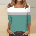 thumbnail image 4 of Lenpel Women's 3/4 Sleeve Tops Spring Summer Plus Size Square Neck Color Block Casual T Shirts Tunic Tee Blouses, 4 of 7