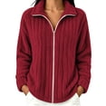 thumbnail image 2 of Brnmyaeo Womens Fuzzy Fleece Jacket Warm Loose Zip Up Lapel Neck Cozy Coat Casual Long Sleeve Ribbed Fleecy Fall Winter Trendy Outwear, 2 of 7