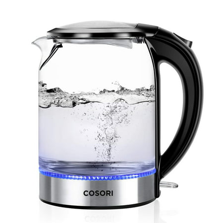 COSORI 1.7L Electric Kettle(BPA-Free),Cordless Glass Boiler Hot Water & Tea Heater with LED Indicator Light,Auto Shut-Off & Boil-Dry Protection,100% Stainless Steel Inner Lid & Bottom, 2-Year