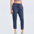 thumbnail image 2 of qolati Capri Sweatpants for Women Causal Drawstring Elastic Waisted Workout Running Crop Pants Stretchy Athletic Slim Fit Lounge Joggers Pants with Pockets, 2 of 9