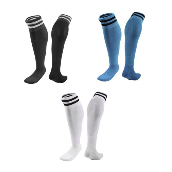 Lian LifeStyle 3 Pairs Knee High Sports Socks for Soccer, Softball, Baseball, Soccer, and Many Other Sports XL002 Size XS Black,LightBlue,White