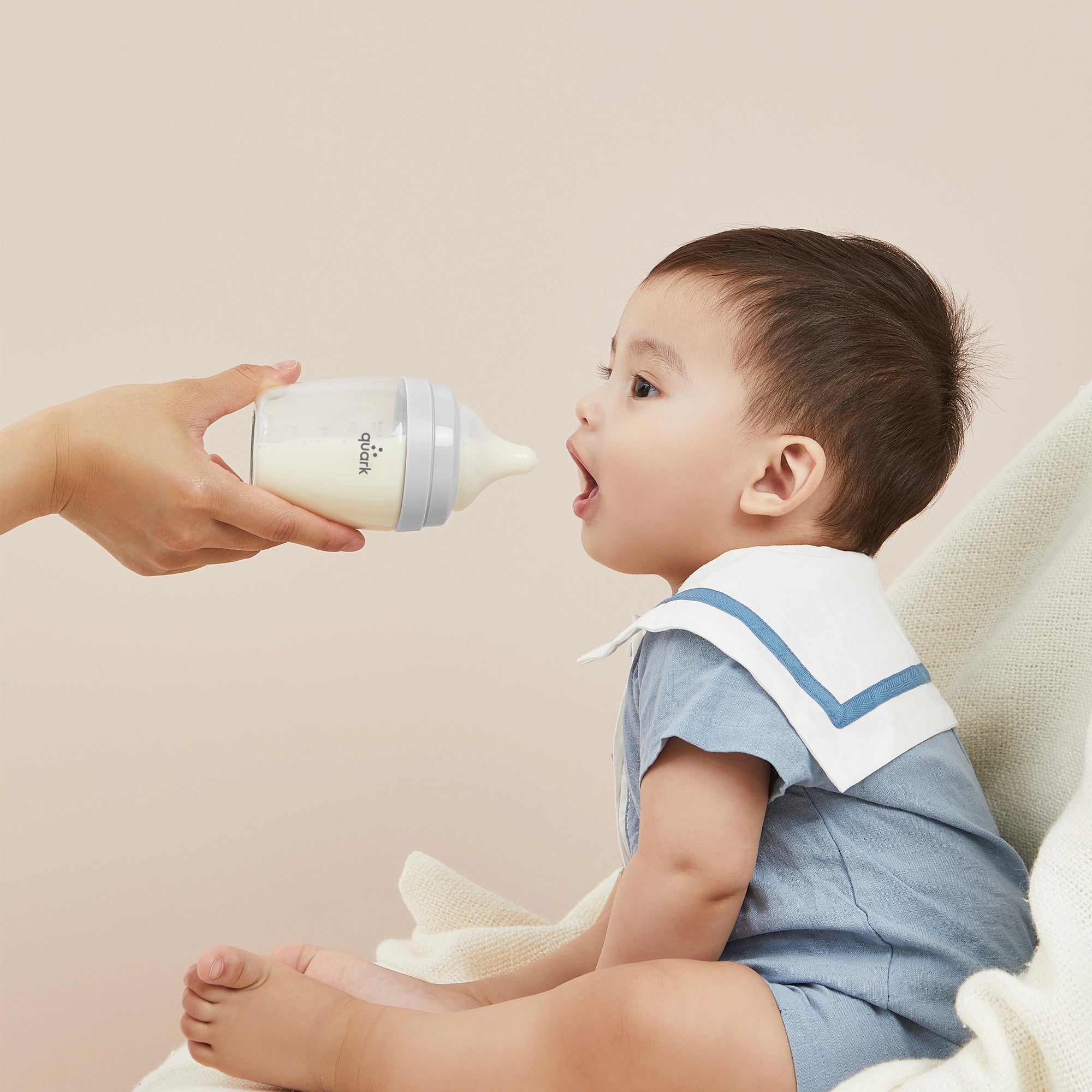 Quark BuubiBottle Combo Feeding Baby Bottle MINI, 5oz, Slow Flow, 0m+, 1 Pack, Gray