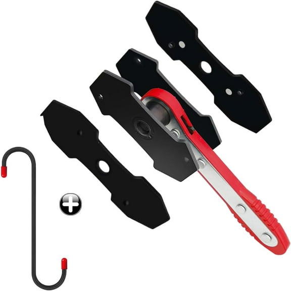 Brake Caliper Compression Tool, Brake Caliper Tool with 360 Degree Swing Ratchets, Caliper Piston Compressor Tool with 2PCS Steel Plates, Brake Caliper Press Tool with Brake Caliper Hooks, Red