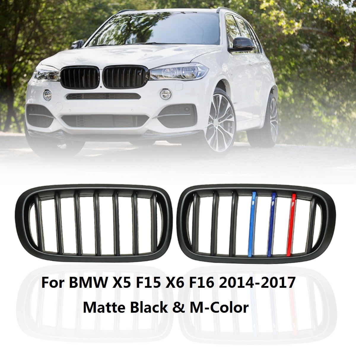 2015-2017 MATTE BLACK FOR BMW F16 X6 X6M FRONT KIDNEY HOOD GRILLE M COLOR