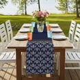 thumbnail image 4 of Table Runners 70 Inches Long Dress Scarves, Boho Navy Blue Flower Farmhouse Coffee/Dining/Kitchen Table Decor, Holiday Table Runner, Abstract Bohemia Pesley Floral 13x70 Inch, 4 of 9