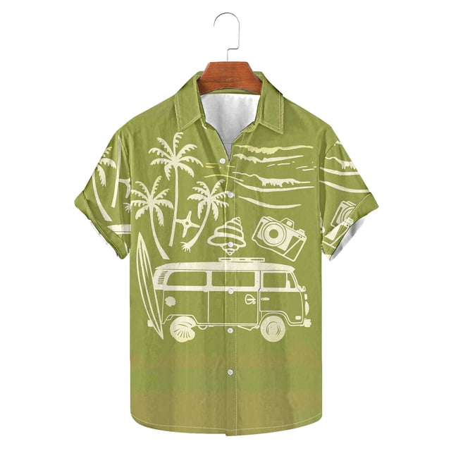 Txeol Elevate Your Style with Short Sleeve Button Down Hawaiian Shirts for Men – Perfect for BBQs, Pool Parties, and Weekend Getaways Weekly Sale,Green,L