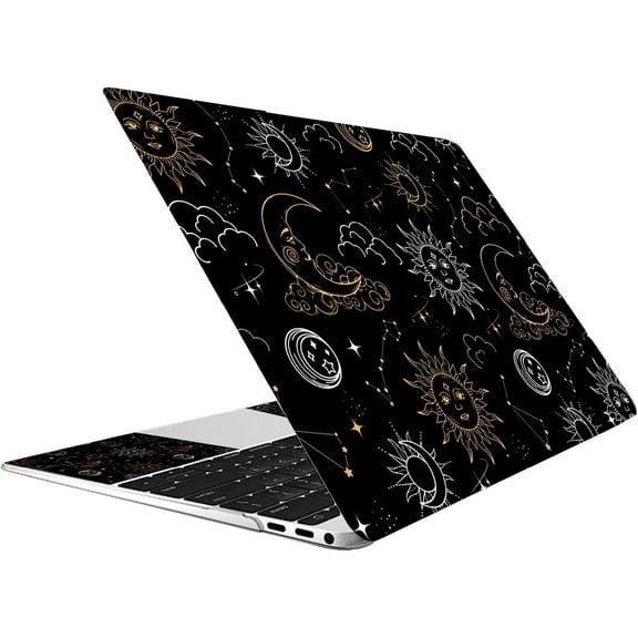 Black Sun Moon Laptop Skin Sticker Decal Netbook Skin Sticker Notebook Art Decal 12" 13" 13.3" 14" 15" 15.4" 15.6 Inch Laptop Protector Cover Waterproof Scratchproof Removable Easy to Apply