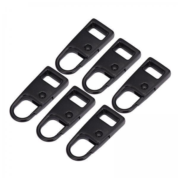 2x 6 uds., Fijador de cremallera desmontable de metal, etiquetas de cremallera de repuesto, lengüeta de reparación, tirador de cremallera desmontable Hugo Etiquetas de cremallera de reparación negras