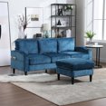 thumbnail image 4 of Xukmct Modern Loveseat Sofa with Ottomam and Wood Legs, 3 Seater Polyester Sofa for Living Room, Office, 4 of 9