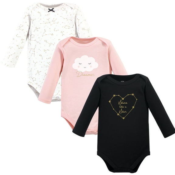Luvable Friends Hudson Baby Long-Sleeve Bodysuits 3pk, Sweet Dreams, 0-3M