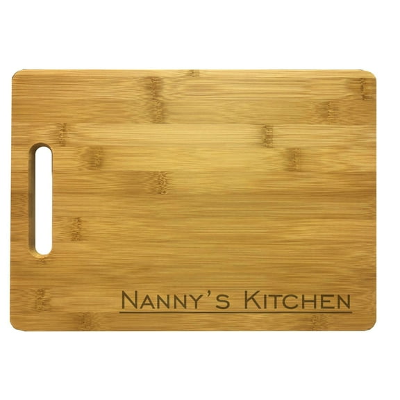 PrecisionNC Grandma Cooking Gifts Nanny's Kitchen Engraved Large Sized Natural Wood Cutting Board Bamboo