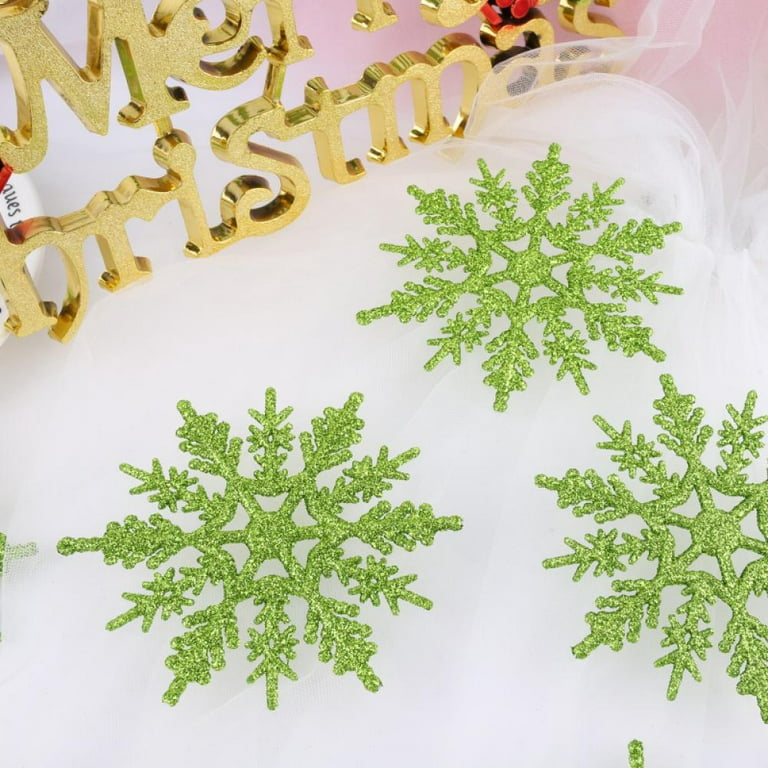  RECUTMS 40Pcs Plastic Snowflake Ornaments Christmas Glitter  Snowflakes Hanging Crafts for Wedding Birthday Home Xmas Tree Window Door  Accessories,4 Inches,2 Pattern (Champagne) : Home & Kitchen
