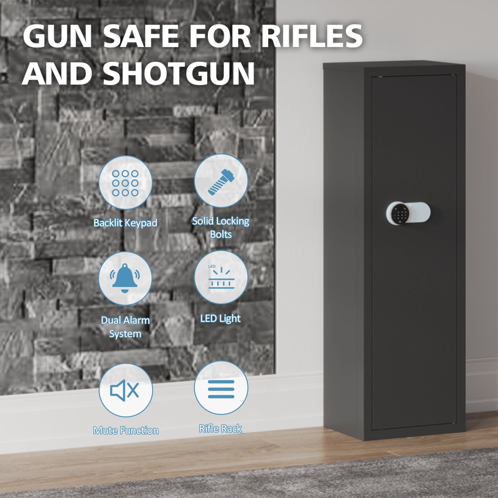 Dawmilon 10-12 Gun Safe, Quick Access Large Gun Safe for Home Rifles and Pistols, Gun Cabinet, Rifle Safe with Digital Keypad