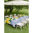 thumbnail image 4 of Outdoor Tablecloth with Umbrella Hole for Patio/Picnic/Party/Camping, Lemon Botanical Waterproof Table Cloth Rectangle Table Cover Washable, Summer Fruit Leaves Blue Floral (52"x 70"), 4 of 8