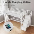 thumbnail image 4 of Aukfa Twin XL Metal Loft Bed with Storage Stairs, Shelves, Wardrobe, USB Ports & LED Lights, Heavy-Duty Bed Frame for Adults & Kids, White, 4 of 8