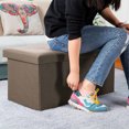thumbnail image 4 of Folding Storage Ottoman Cube Space-Saving Storage Toy Box Foot Rest Stool Seat 30", 4 of 6