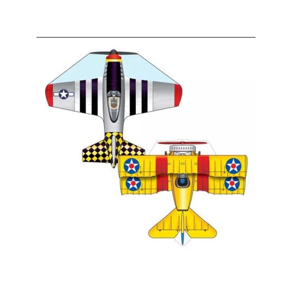 XKites Microkite Mini Mylar Kite 2 Pack (P51 & Bi Plane) Walmart