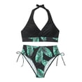 thumbnail image 1 of Gibobby Conjunto de Bikini para Mujer Traje de baño Bikini de triángulo dividido para mujer Conjunto de traje de baño de color sólido estampado(Verde,M), 1 of 5