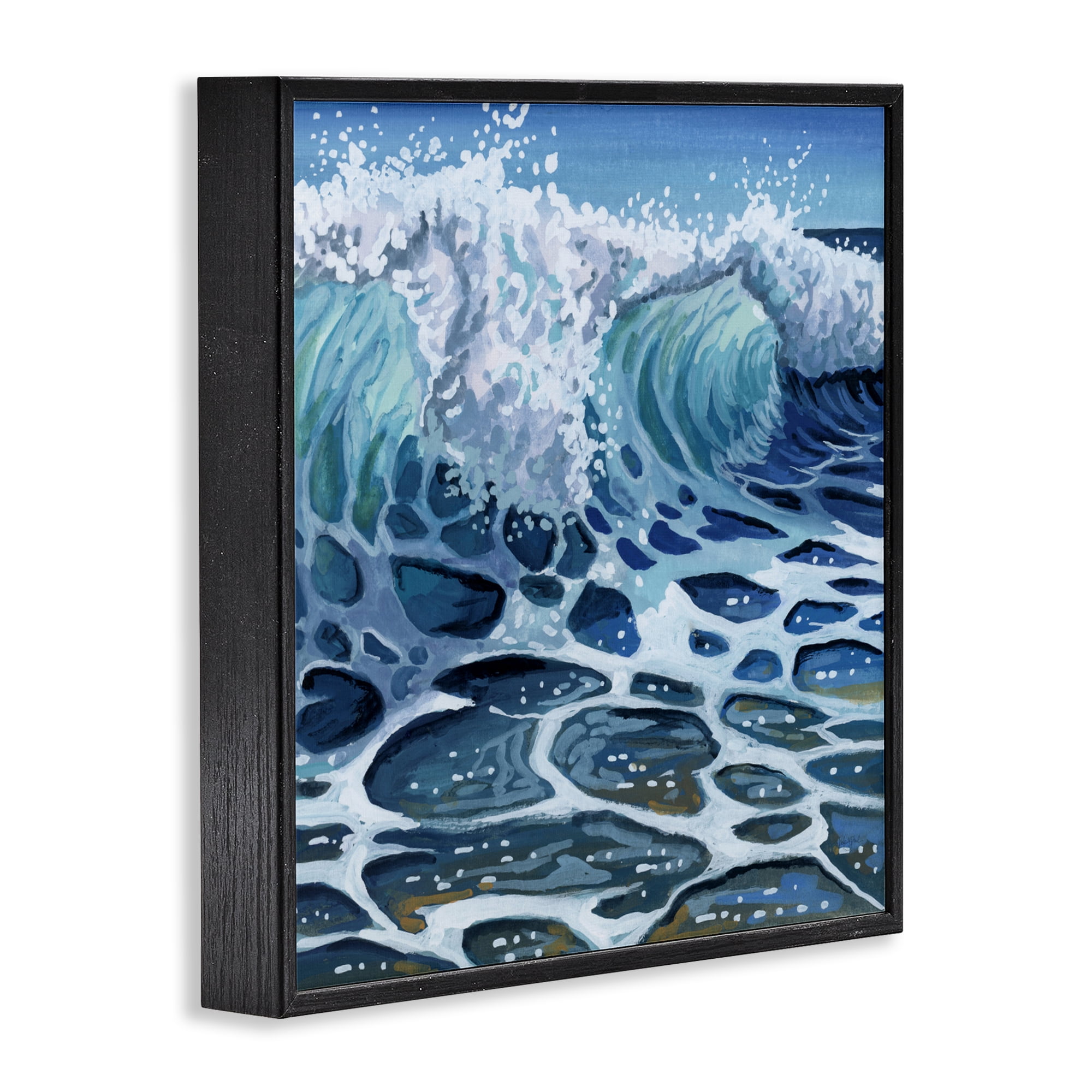 Stupell Industries Strong Crashing Waves on Beach Black Framed Giclee Art, design by Kate Jarvik Birch