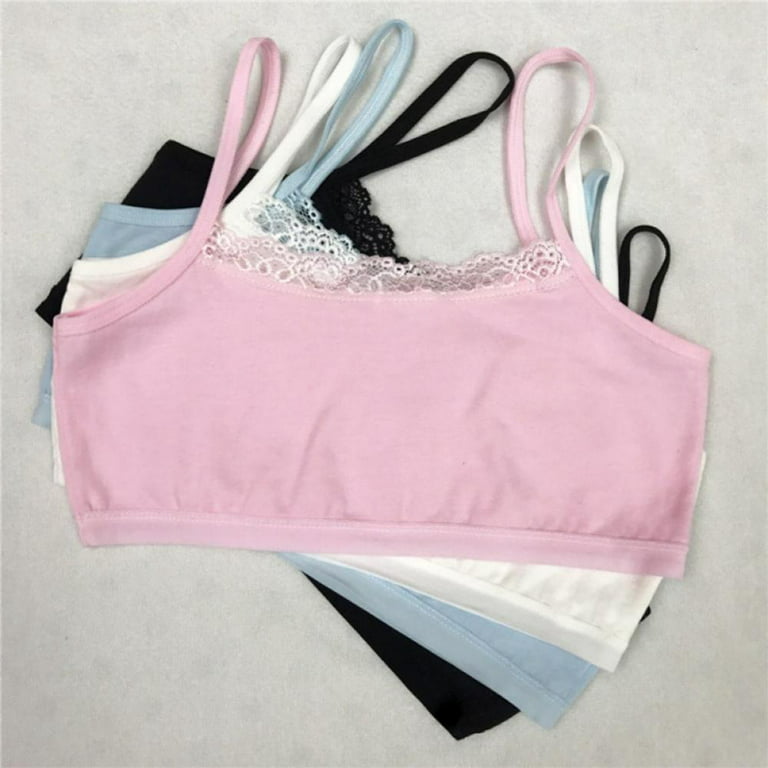 Girls Cotton Training Bra Lace Bras - Crop Cami Sports Bras Stretch  Bralette for Girls 8-12Y