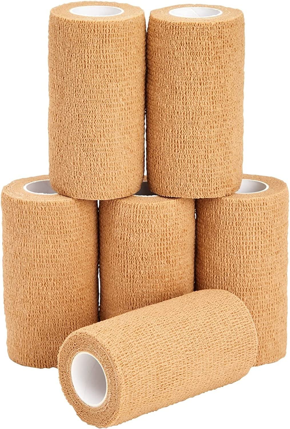 6Rolls of Tan Medical Self Adhesive Bandage Wrap 4 Inch x 5 Yards