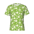 thumbnail image 3 of Naloa Green White Flowers Men's T-Shirt Sport T-shirt Men's Basic Tee Casual Men's Shirt, Round Neck, Short Sleeves - X-Large, 3 of 5