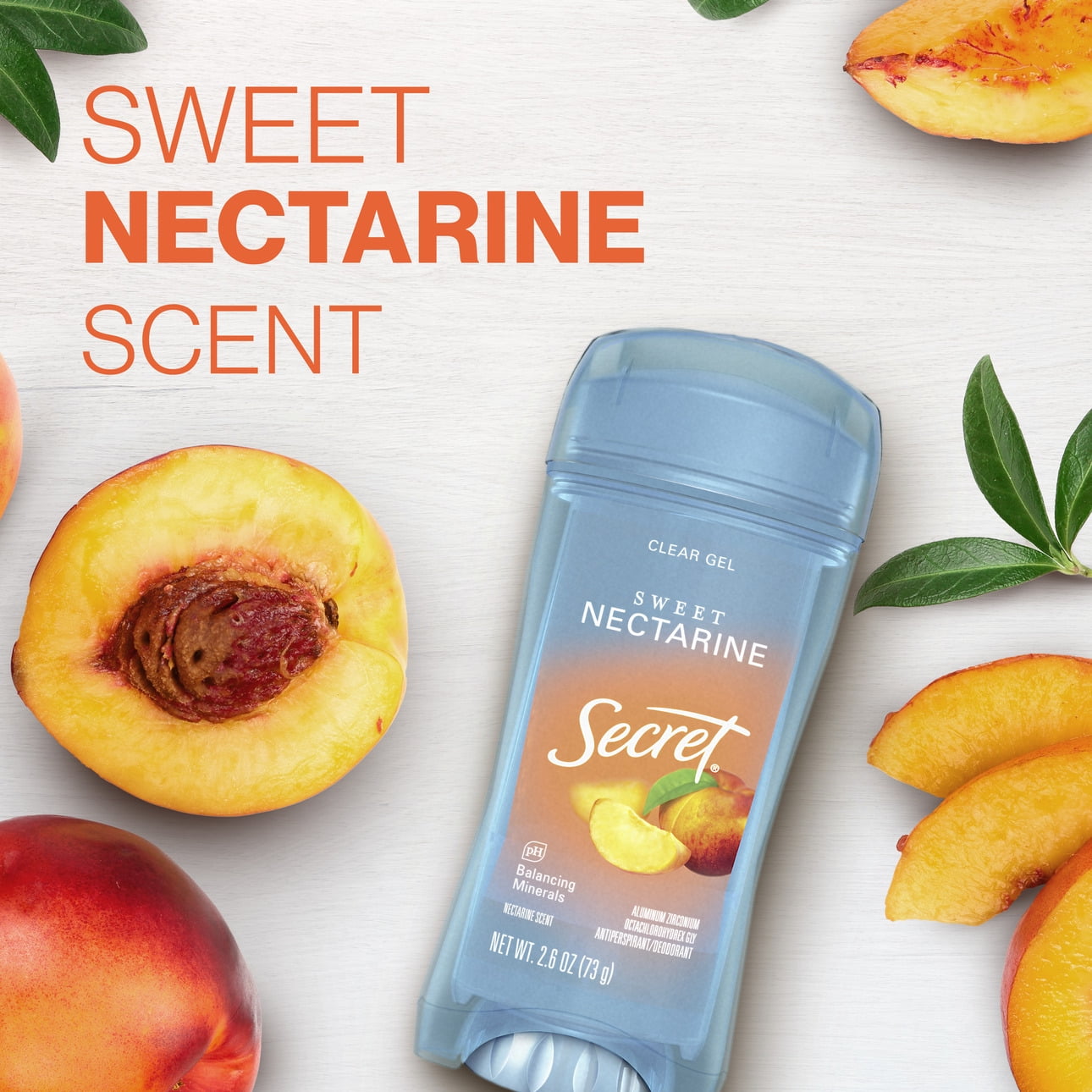 (3 pack) Secret Fresh Clear Gel Antiperspirant Deodorant, Sweet Nectarine, 2.6 oz