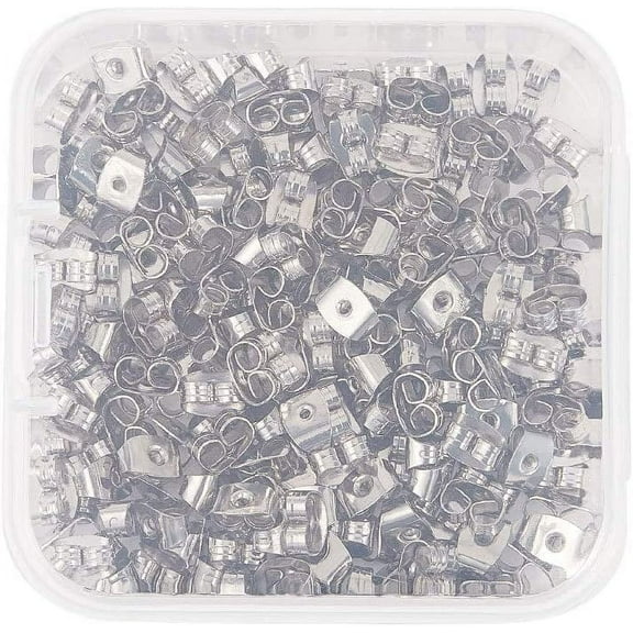 A Box of 200pcs Silver Earring Backs, Metal Ear Locking Replacements for Studs, Secure Fit for Earring Backs and Stud Earrings, Jewelry Making